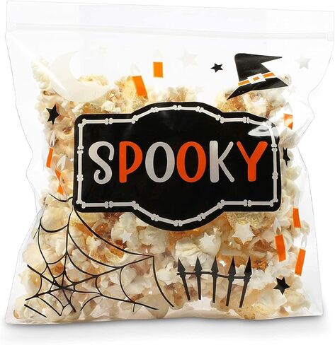 حقائب Goodie Halloween القابلة لإعادة بيعها - 7.25 × 6.7 بوصة ، واضحة ، و 120 حزمة - هالوين الرمز البريدي أكياس لعلاج الخدعة أو الحلوى - لوازم الحفلات - وجبات خفيفة قابلة لإعادة الاستخدام والود مع zip -top in Saudi Arabia