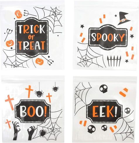 حقائب Goodie Halloween القابلة لإعادة بيعها - 7.25 × 6.7 بوصة ، واضحة ، و 120 حزمة - هالوين الرمز البريدي أكياس لعلاج الخدعة أو الحلوى - لوازم الحفلات - وجبات خفيفة قابلة لإعادة الاستخدام والود مع zip -top in Saudi Arabia