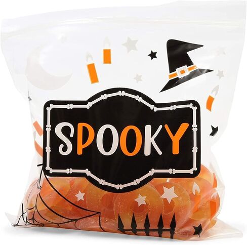 حقائب Goodie Halloween القابلة لإعادة بيعها - 7.25 × 6.7 بوصة ، واضحة ، و 120 حزمة - هالوين الرمز البريدي أكياس لعلاج الخدعة أو الحلوى - لوازم الحفلات - وجبات خفيفة قابلة لإعادة الاستخدام والود مع zip -top in Saudi Arabia