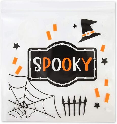 حقائب Goodie Halloween القابلة لإعادة بيعها - 7.25 × 6.7 بوصة ، واضحة ، و 120 حزمة - هالوين الرمز البريدي أكياس لعلاج الخدعة أو الحلوى - لوازم الحفلات - وجبات خفيفة قابلة لإعادة الاستخدام والود مع zip -top in Saudi Arabia