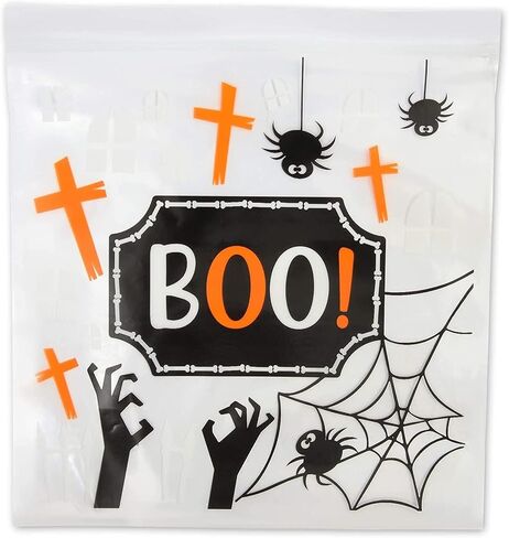 حقائب Goodie Halloween القابلة لإعادة بيعها - 7.25 × 6.7 بوصة ، واضحة ، و 120 حزمة - هالوين الرمز البريدي أكياس لعلاج الخدعة أو الحلوى - لوازم الحفلات - وجبات خفيفة قابلة لإعادة الاستخدام والود مع zip -top in Saudi Arabia