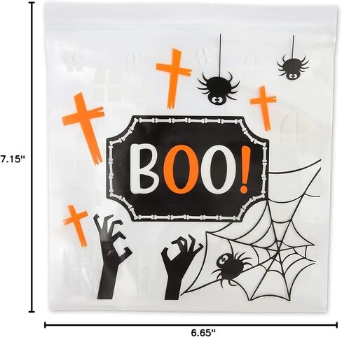 حقائب Goodie Halloween القابلة لإعادة بيعها - 7.25 × 6.7 بوصة ، واضحة ، و 120 حزمة - هالوين الرمز البريدي أكياس لعلاج الخدعة أو الحلوى - لوازم الحفلات - وجبات خفيفة قابلة لإعادة الاستخدام والود مع zip -top in Saudi Arabia