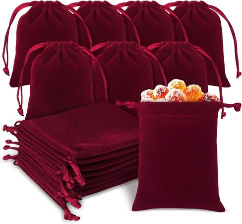 20Pcs Velvet Drawstring Pouches, 3x4 inch Premium Jewelry Candy Dice Gift Bags, Small Velvet Bags for Wedding Party Chritmas in Saudi Arabia