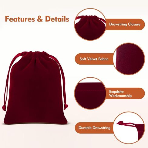 20Pcs Velvet Drawstring Pouches, 3x4 inch Premium Jewelry Candy Dice Gift Bags, Small Velvet Bags for Wedding Party Chritmas in Saudi Arabia