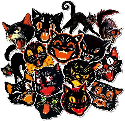 45 PCS عتيقة هالوين Cat Catouts Retro Black Cat Cuts Cutts With 100 Pcs Point in Saudi Arabia