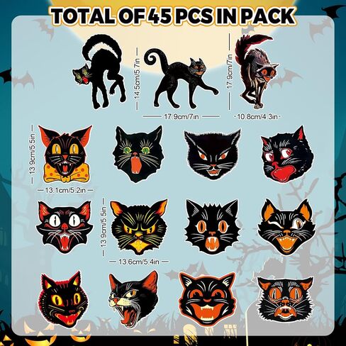 45 PCS عتيقة هالوين Cat Catouts Retro Black Cat Cuts Cutts With 100 Pcs Point in Saudi Arabia