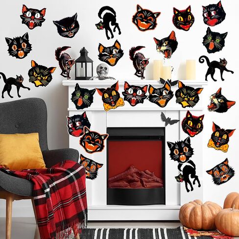 45 PCS عتيقة هالوين Cat Catouts Retro Black Cat Cuts Cutts With 100 Pcs Point in Saudi Arabia