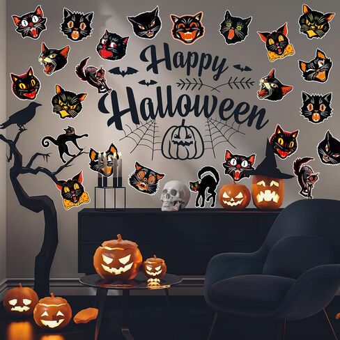 45 PCS عتيقة هالوين Cat Catouts Retro Black Cat Cuts Cutts With 100 Pcs Point in Saudi Arabia