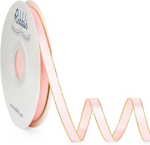 Ribbli Orange Satin Ribbon with Gold Edge,Double Faced Satin 3/8 inch x Continuous 50 Yards, Tangerine Ribbon Use for Crafts, Gift Wrapping, Wedding Card Decoration in Saudi Arabia