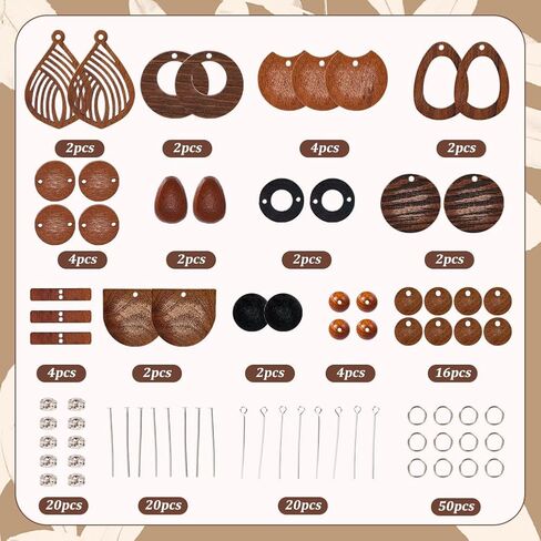 SUNNYCLUE 8 Pairs Wooden Earrings for Women Boho Dangle Earrings for Women Trendy 2025 Trendy Geometry Vintage Brown Half Flat Round Teardrop Wood Jewelry Set Christmas Adults Wedding Festival Gifts in Saudi Arabia