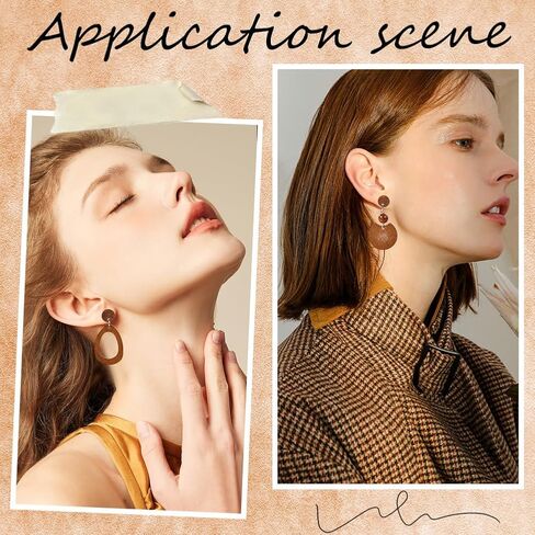 SUNNYCLUE 8 Pairs Wooden Earrings for Women Boho Dangle Earrings for Women Trendy 2025 Trendy Geometry Vintage Brown Half Flat Round Teardrop Wood Jewelry Set Christmas Adults Wedding Festival Gifts in Saudi Arabia