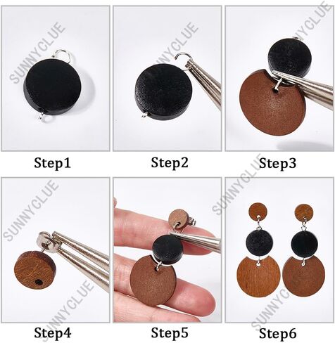 SUNNYCLUE 8 Pairs Wooden Earrings for Women Boho Dangle Earrings for Women Trendy 2025 Trendy Geometry Vintage Brown Half Flat Round Teardrop Wood Jewelry Set Christmas Adults Wedding Festival Gifts in Saudi Arabia
