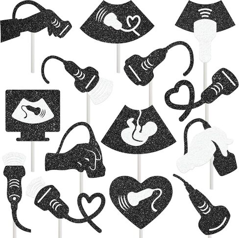 Sonography Cupcake Toppers 24 PCS Glitter Ultrasound Cake Decorations Sonographer Birthday Party Decorations for X-Ray Radiology Technician Nurse Doctor Gradudation Party Supplies in Saudi Arabia