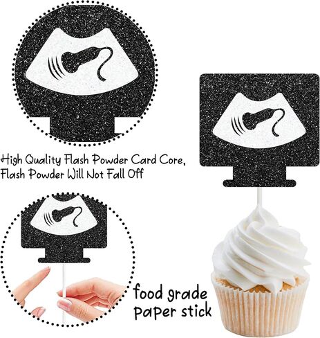 Sonography Cupcake Toppers 24 PCS Glitter Ultrasound Cake Decorations Sonographer Birthday Party Decorations for X-Ray Radiology Technician Nurse Doctor Gradudation Party Supplies in Saudi Arabia