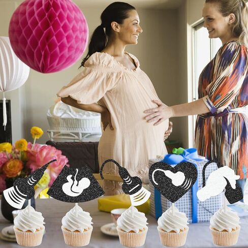Sonography Cupcake Toppers 24 PCS Glitter Ultrasound Cake Decorations Sonographer Birthday Party Decorations for X-Ray Radiology Technician Nurse Doctor Gradudation Party Supplies in Saudi Arabia