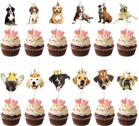 Pet Dog Cupcake Toppers 24 Pcs for Dog Birthday Decorations Cake Topper Happy Birthday Cake Toppers Puppy Party Decorations Cute Puppy Cupcake Topper Pet Themed Party Supplies in Saudi Arabia
