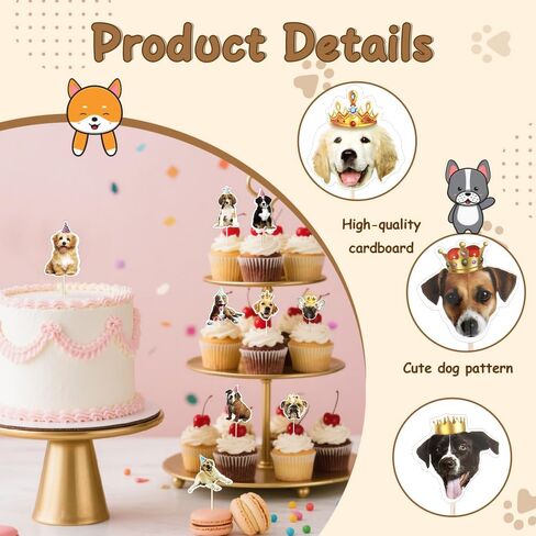 Pet Dog Cupcake Toppers 24 Pcs for Dog Birthday Decorations Cake Topper Happy Birthday Cake Toppers Puppy Party Decorations Cute Puppy Cupcake Topper Pet Themed Party Supplies in Saudi Arabia