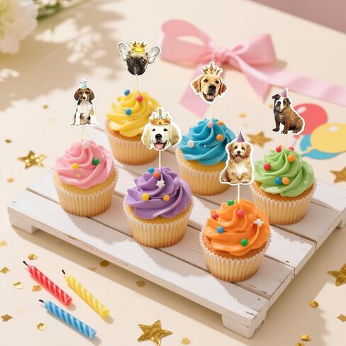 Pet Dog Cupcake Toppers 24 Pcs for Dog Birthday Decorations Cake Topper Happy Birthday Cake Toppers Puppy Party Decorations Cute Puppy Cupcake Topper Pet Themed Party Supplies in Saudi Arabia