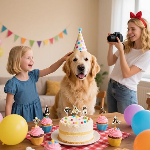 Pet Dog Cupcake Toppers 24 Pcs for Dog Birthday Decorations Cake Topper Happy Birthday Cake Toppers Puppy Party Decorations Cute Puppy Cupcake Topper Pet Themed Party Supplies in Saudi Arabia