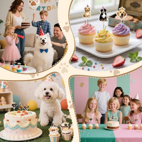 Pet Dog Cupcake Toppers 24 Pcs for Dog Birthday Decorations Cake Topper Happy Birthday Cake Toppers Puppy Party Decorations Cute Puppy Cupcake Topper Pet Themed Party Supplies in Saudi Arabia