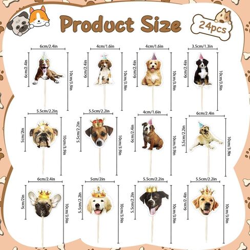Pet Dog Cupcake Toppers 24 Pcs for Dog Birthday Decorations Cake Topper Happy Birthday Cake Toppers Puppy Party Decorations Cute Puppy Cupcake Topper Pet Themed Party Supplies in Saudi Arabia