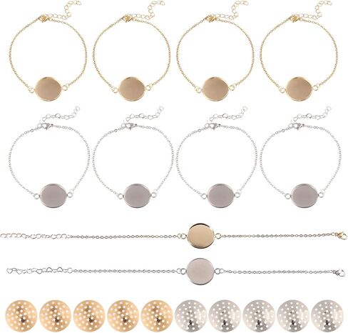 chgcraft 10 set 2 colours التطريز قلادة صينية مجموعة الأساور التطريز المعلقات طقم طقم مدي قلادة إطار فارغ مع سلسلة لمشاريع الحرف اليدوية لـ DIY ، 31.5x22x2mm in Saudi Arabia