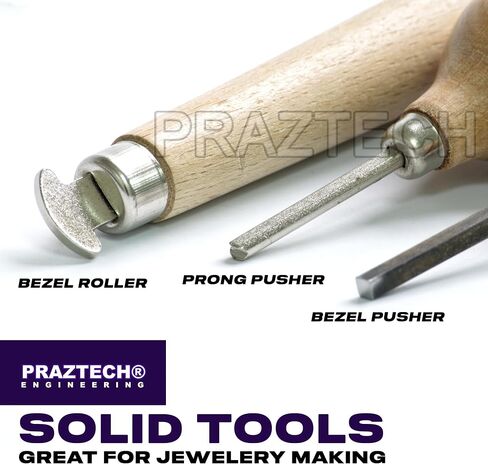 3-in-1 Jewelery Stone Setting Tool Kit – Prong Pusher, Bezel Pusher, Bezel Roller – Metal Setting Tools with Hardwood Handles for DIY Jewelry Repair and Stone Mounting in Saudi Arabia
