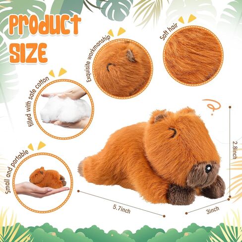Hydren 12 PCS لطيف Capybara Toys هدايا كوباي كابيبارا محشو الحيوانات 5.7 بوصة وسادة صغيرة ناعمة ديكور أفخم للهدايا عيد ميلاد حفل عيد الميلاد (ملون ، الكذب) in Saudi Arabia