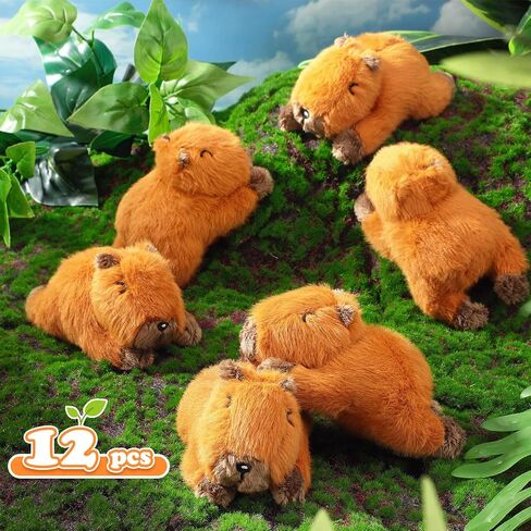 Hydren 12 PCS لطيف Capybara Toys هدايا كوباي كابيبارا محشو الحيوانات 5.7 بوصة وسادة صغيرة ناعمة ديكور أفخم للهدايا عيد ميلاد حفل عيد الميلاد (ملون ، الكذب) in Saudi Arabia