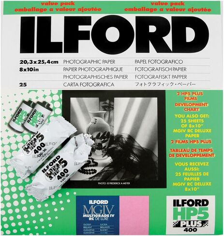 Ilford MGD B&W Paper 25 Sheet Value Pack مع 2 Rolls HP5 Film in Saudi Arabia