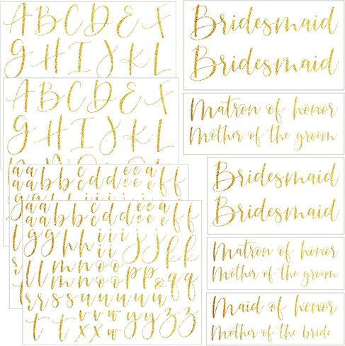 Honoson 22 PCS Gold Bride Iron on Heat Transfer for bridal slipper custom وصيفات الشرف على الشارات الهدايا الشخصية وصيفات الشرف خادمة نقل الحرارة ملصقات الفينيل in Saudi Arabia