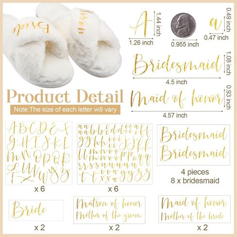 Honoson 22 PCS Gold Bride Iron on Heat Transfer for bridal slipper custom وصيفات الشرف على الشارات الهدايا الشخصية وصيفات الشرف خادمة نقل الحرارة ملصقات الفينيل in Saudi Arabia