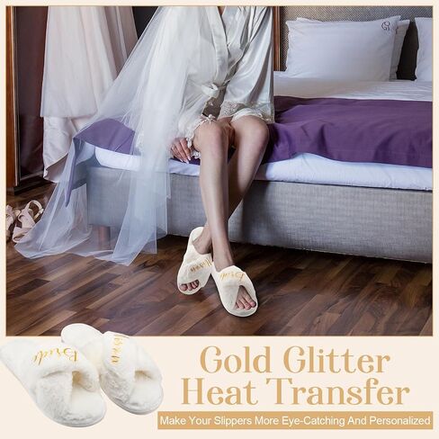 Honoson 22 PCS Gold Bride Iron on Heat Transfer for bridal slipper custom وصيفات الشرف على الشارات الهدايا الشخصية وصيفات الشرف خادمة نقل الحرارة ملصقات الفينيل in Saudi Arabia