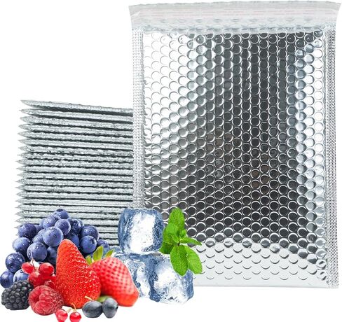 50-Pack 8x10'' Metallic Bubble Mailers, Thermal Silver Self-Seal Bubble Envelope, Waterproof Shockproof Extra Thickened Pouches, Insulated Mailers for Cold Shipping in Saudi Arabia