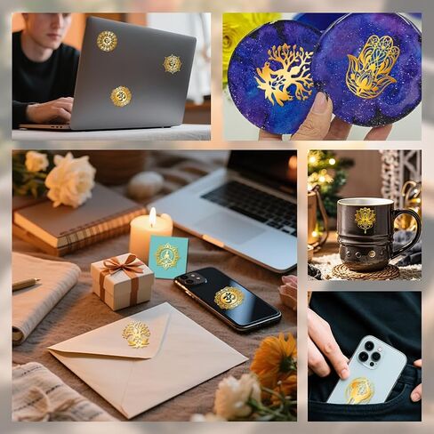 9Pcs Golden Self Adhesive Stickers 4cmx4cm Flower Boho Metal Decals Lotus Waterproof Decorate Sticker for Scrapbooks DIY Resin Crafts Phone Water Bottle Decoration in Saudi Arabia