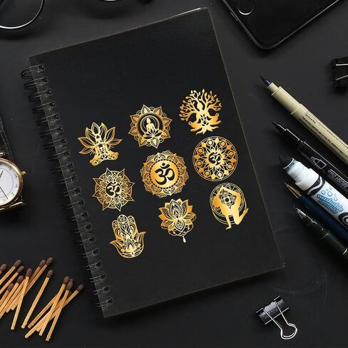 9Pcs Golden Self Adhesive Stickers 4cmx4cm Flower Boho Metal Decals Lotus Waterproof Decorate Sticker for Scrapbooks DIY Resin Crafts Phone Water Bottle Decoration in Saudi Arabia