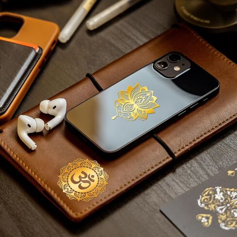 9Pcs Golden Self Adhesive Stickers 4cmx4cm Flower Boho Metal Decals Lotus Waterproof Decorate Sticker for Scrapbooks DIY Resin Crafts Phone Water Bottle Decoration in Saudi Arabia