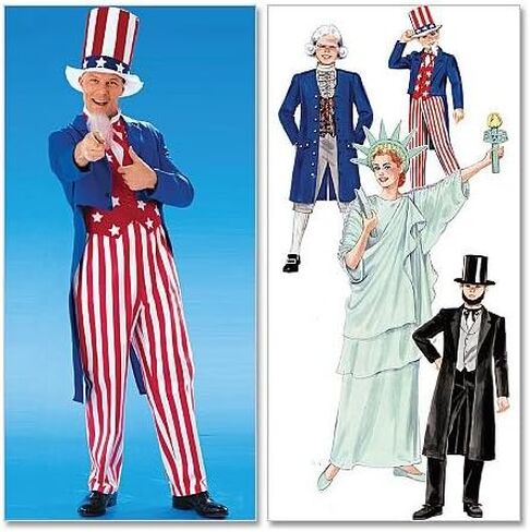 M6143 M6143 Uncle Sam ، تمثال الحرية ، آبي لينكولن ، وجورج واشنطن ، أحجام الخياطة ، أحجام 8-10 in Saudi Arabia