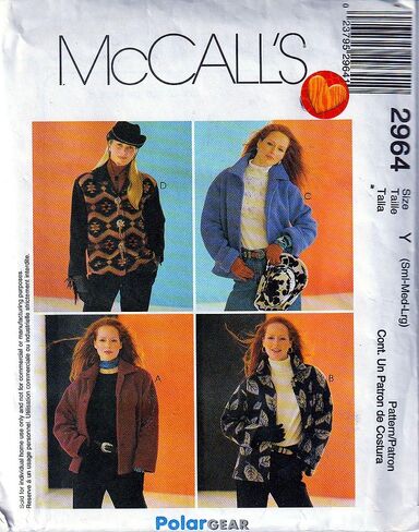 McCall's Pattern 2964 Misses' Unlined Jacket Sizes S-M-L in Saudi Arabia