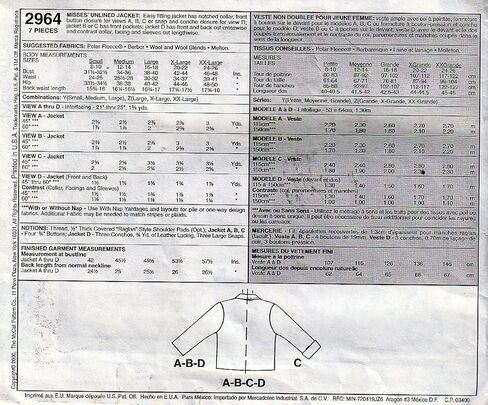 McCall's Pattern 2964 Misses' Unlined Jacket Sizes S-M-L in Saudi Arabia