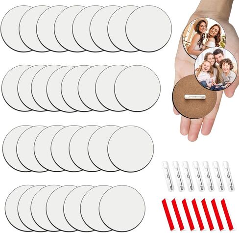 15 عبوة 3 بوصة MDF تسامي الأزرار الفراغات مع دبابيس - حرارة شارة شارة الفراغات لعلامات الاسم DIY ، مشاريع المدرسة وهدايا الحرف المنزلية in Saudi Arabia
