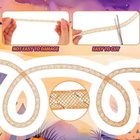 Set of 4 Halloween Mesh Tubing for Crafts 8 mm x 48 Yards Purple Orange Black and White Solid Mesh Tube Deco Flex for Making Wreaths, Decor, Gift Wrapping in Saudi Arabia