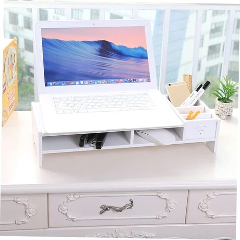 uonlytech Desk Riser لمراقبة White Desktop Box Organizer Cable Management Computer Stand in Kuwait