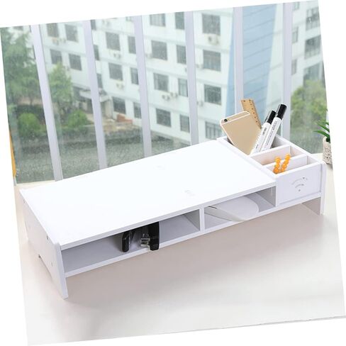 uonlytech Desk Riser لمراقبة White Desktop Box Organizer Cable Management Computer Stand in Kuwait