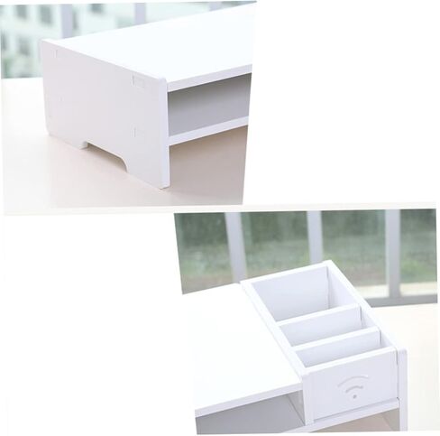 uonlytech Desk Riser لمراقبة White Desktop Box Organizer Cable Management Computer Stand in Kuwait