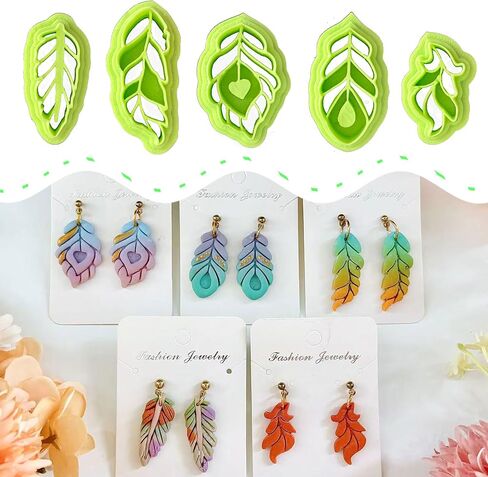 5pcs Feather Shape Polymer Clay Cutters Sets, Clay Cutters for Polymer Clay Jewelry, Clay Cutters for Earrings Square, Polymer Clay Kit for DIY Tools Jewelry Earrings Making in Saudi Arabia