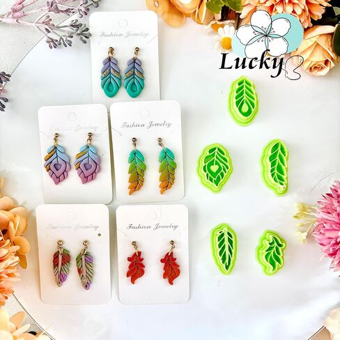 5pcs Feather Shape Polymer Clay Cutters Sets, Clay Cutters for Polymer Clay Jewelry, Clay Cutters for Earrings Square, Polymer Clay Kit for DIY Tools Jewelry Earrings Making in Saudi Arabia