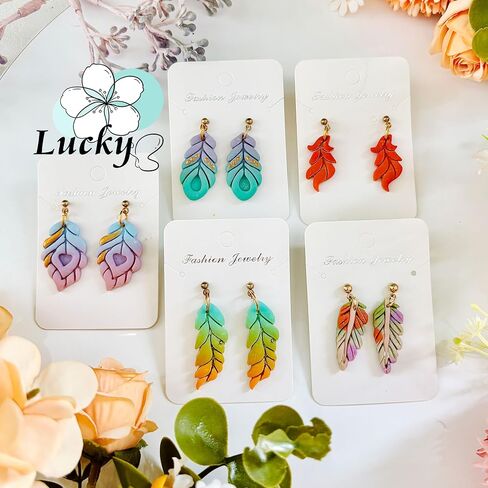 5pcs Feather Shape Polymer Clay Cutters Sets, Clay Cutters for Polymer Clay Jewelry, Clay Cutters for Earrings Square, Polymer Clay Kit for DIY Tools Jewelry Earrings Making in Saudi Arabia