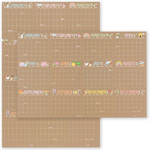 Hadley Designs Yearly Wall Calendar 2026 Large - 12 Month Dry Erase Calendar for Wall, Double-Sided, Reversible, Erasable, Reusable, Full Year Long Annual Planner - Kraft Pastel in Saudi Arabia