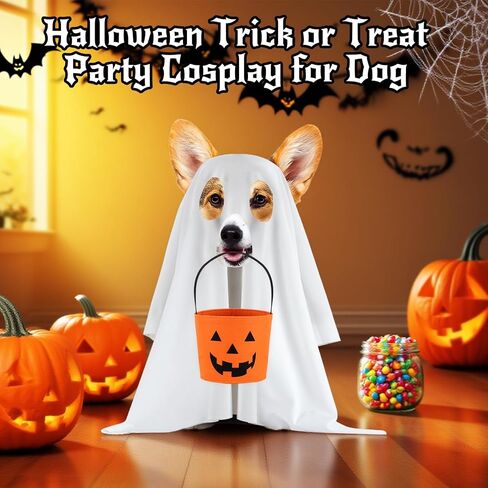 Halloween Ghost Dog Costume Set Dog Ghost Cute Party Cape Milk Fiber Halloween Trick or Treat Party Cosplay White Ghost Costume for Dog Cat, 19.7×27.6 inches (Small) in Saudi Arabia